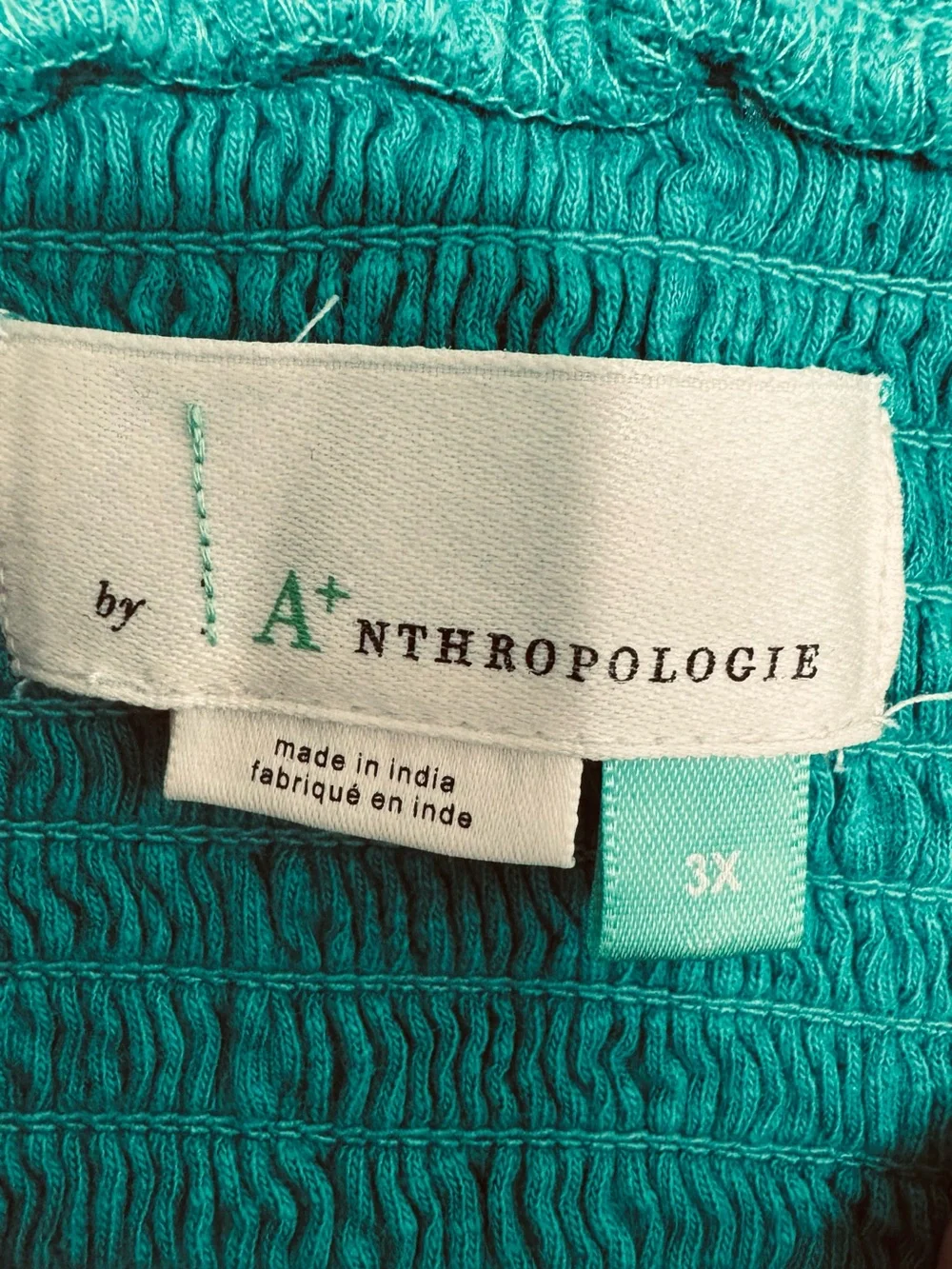 Anthropologie Teal Turquoise Smocked Maxi Dress 3X Sleeveless Ruffle Hem
